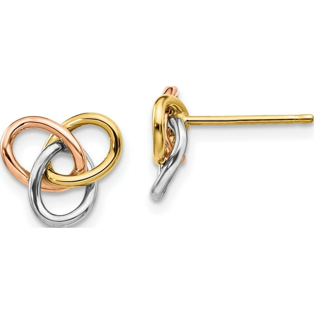 Details about Leslie's Real 14kt Two-tone Polished Love Knot Earrings Details about Leslie's Real 14kt Two-tone Polished Love Knot Earrings